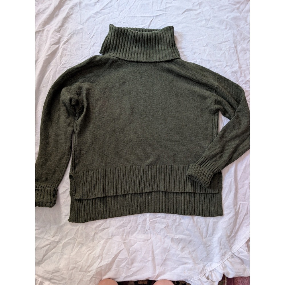 Anthropologie Olive Green Wool Blend Turtleneck Sweater Made in Italy Small